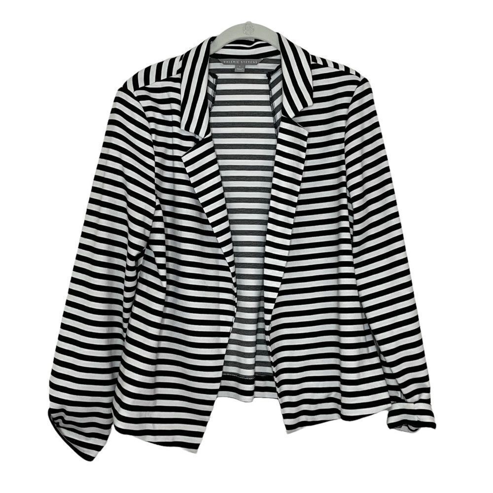 Valerie Stevens Black & White Stripe Blazer - L
